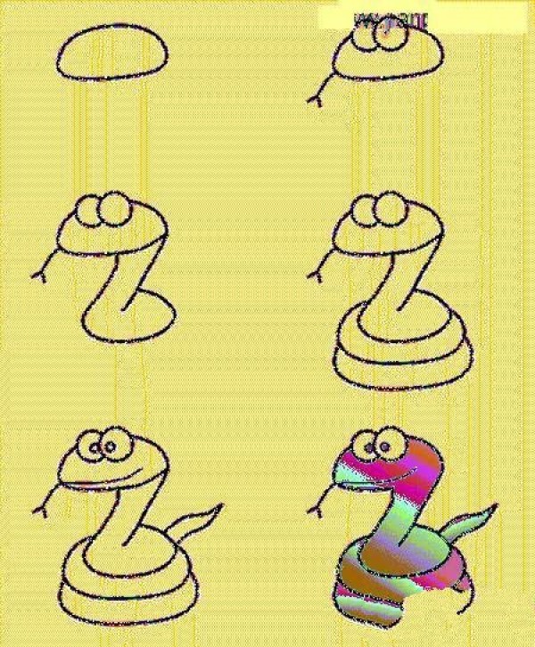 Step by step tutorial on how to draw a snake