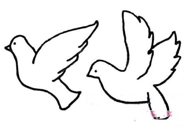 Simple drawing pictures of many peace doves