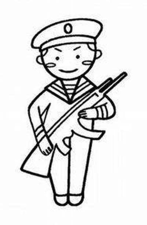 Childrens August 1st Army Day simple drawing picture: Navy soldier