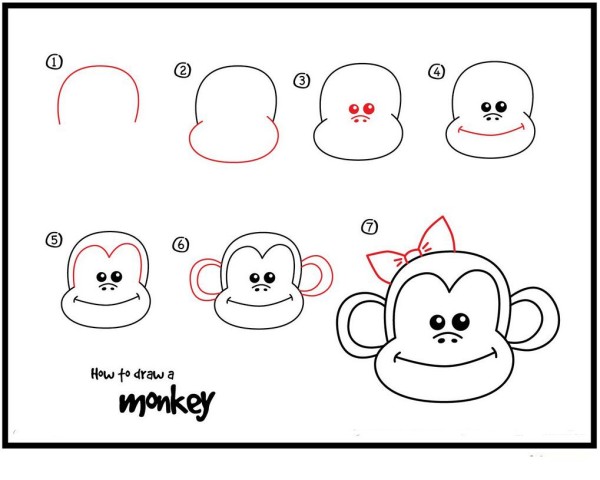 How to draw a monkey with simple strokes