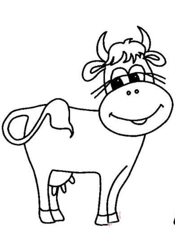 Simple drawing of cartoon animals: cow