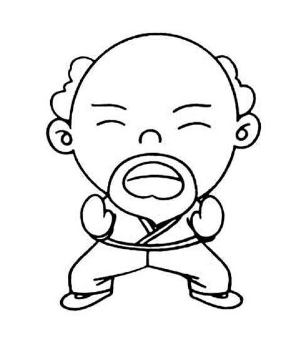 Simple drawing picture of grandpa practicing Tai Chi