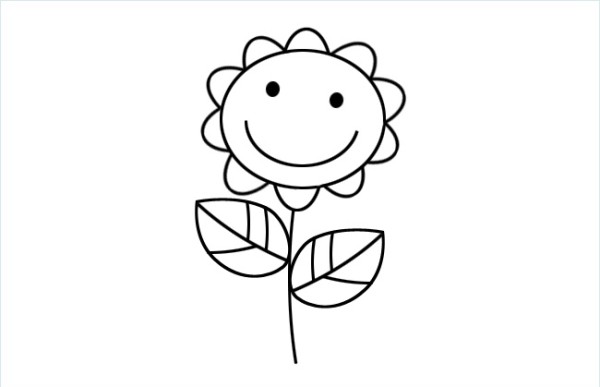 Smiling Sunflower Simple Drawing Picture