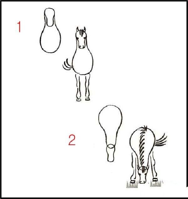 Simple drawing method of horse