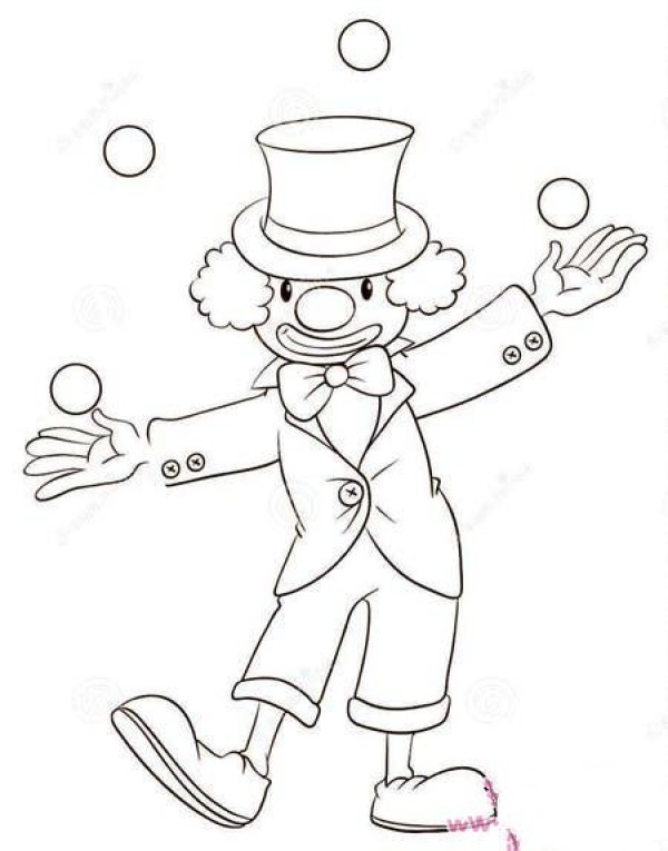 Standing clown simple drawing picture