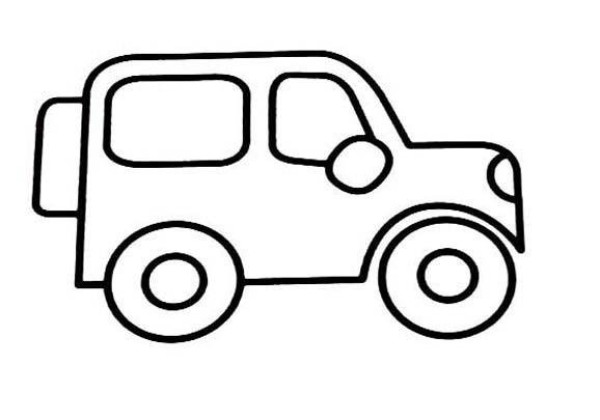 Childrens simple drawings about jeep