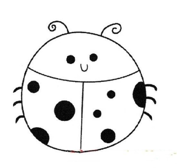 A complete collection of simple drawings of cute seven-star ladybugs