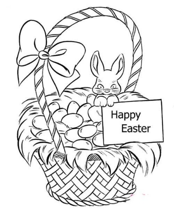 Easter simple drawing picture material: Easter egg basket