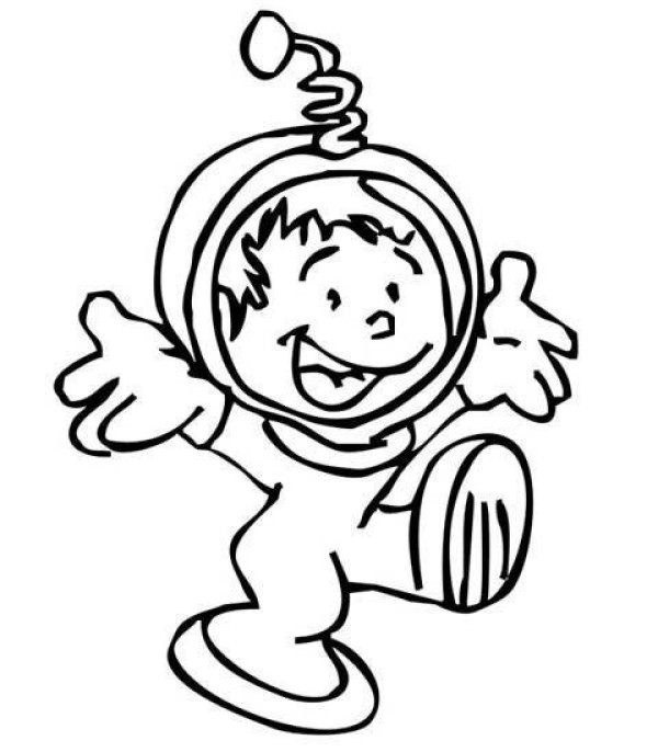 Cute little astronaut simple drawing picture