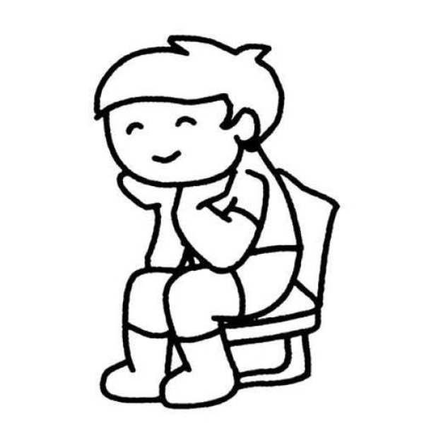 Simple drawing of boy sitting on chair