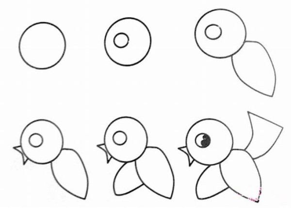 Simple drawing method of bird