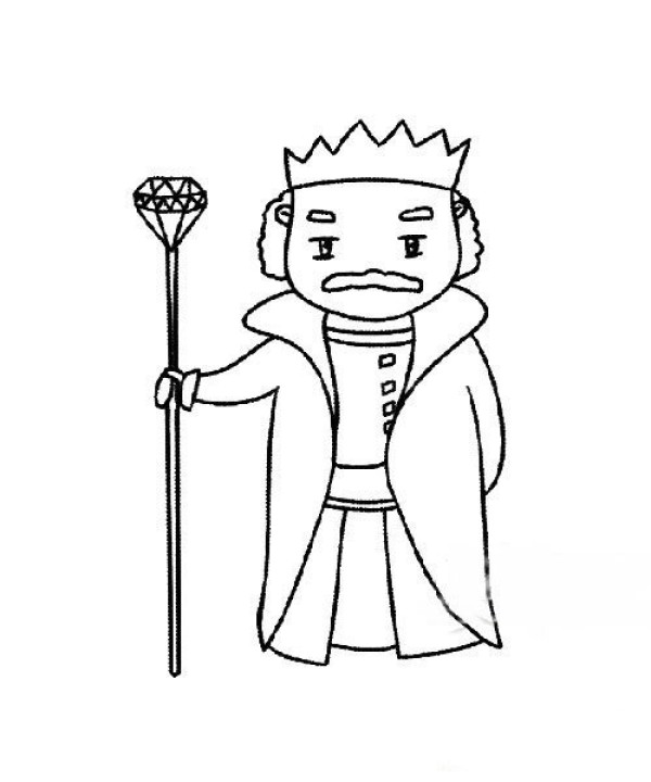 Simple drawing of king holding scepter