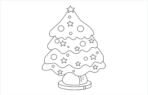 Five-pointed star Christmas tree simple drawing picture