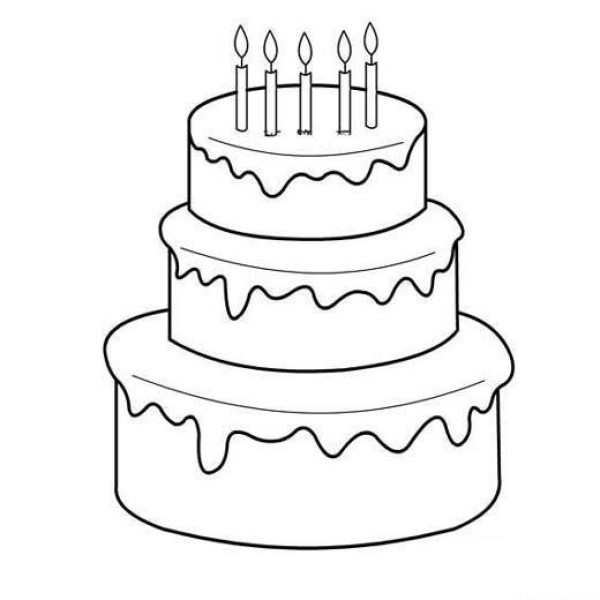 Childrens simple drawing: birthday cake