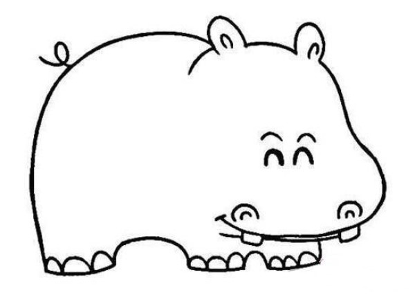 Cute hippopotamus simple strokes pictures