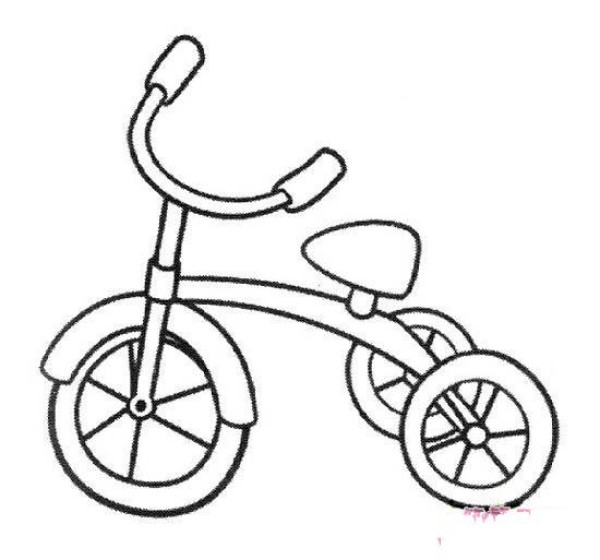 Simple drawing picture of childrens three-wheeled bicycle