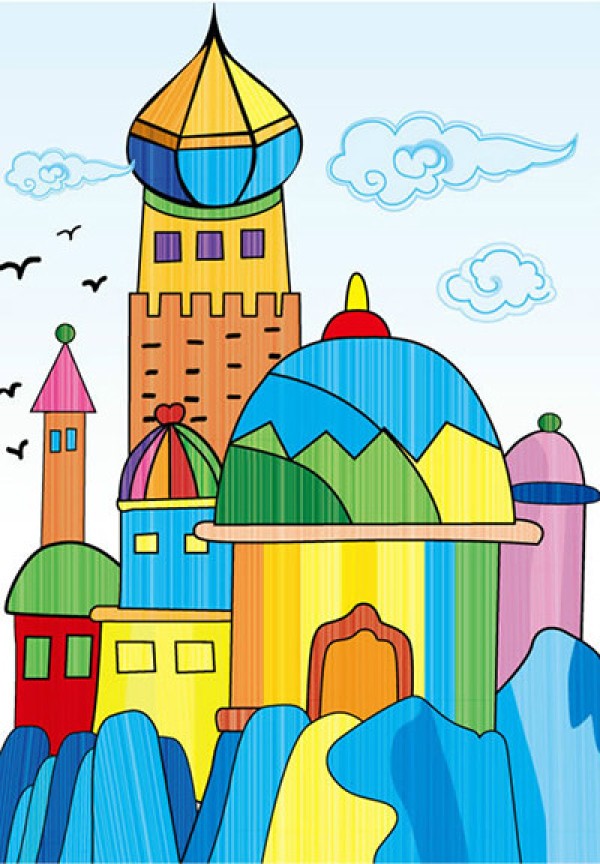 Castle simple drawing coloring