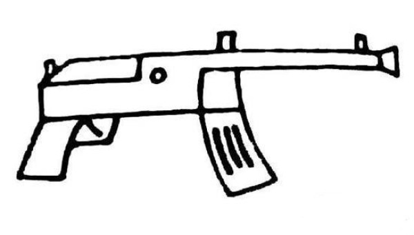 Childrens simple drawing pictures of submachine guns