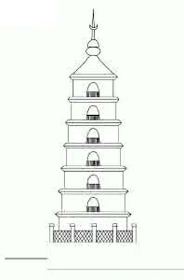 Hand drawn line drawing stone tower simple picture