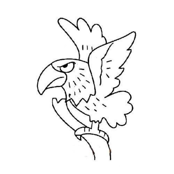 Childrens simple drawing: Eagle on the branch