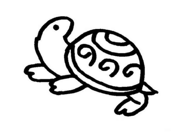 Cartoon little turtle simple strokes