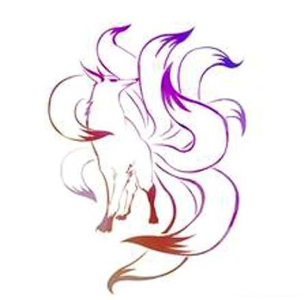 Nine-tailed fox simple drawing picture