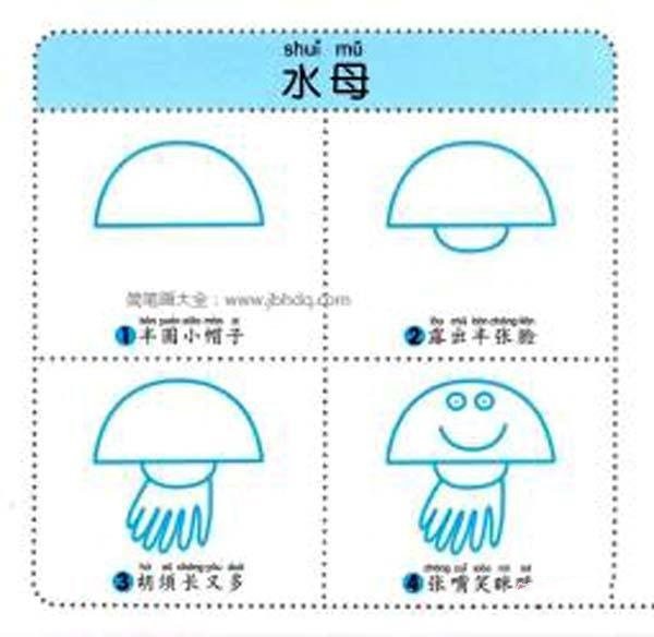 Jellyfish simple drawing tutorial: How to draw a jellyfish