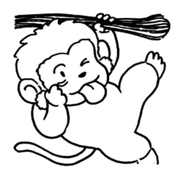 Super cute little monkey simple strokes picture