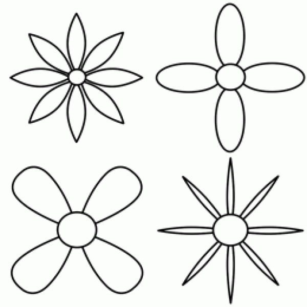 A set of simple drawings of flowers