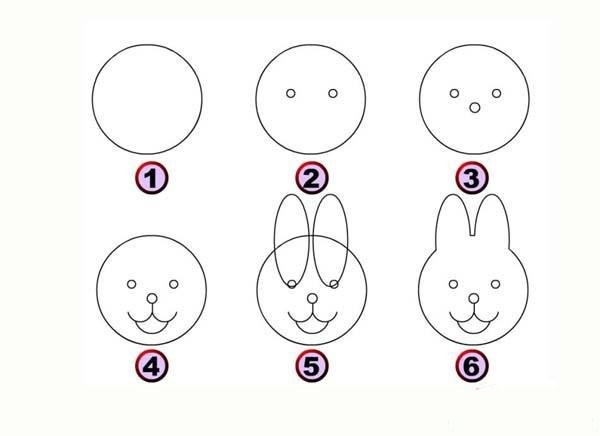 Rabbit simple drawing tutorial: How to draw a rabbit head