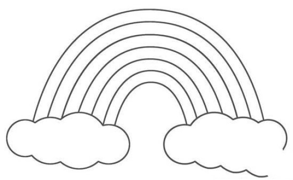 Childrens simple drawing pictures of rainbow clouds