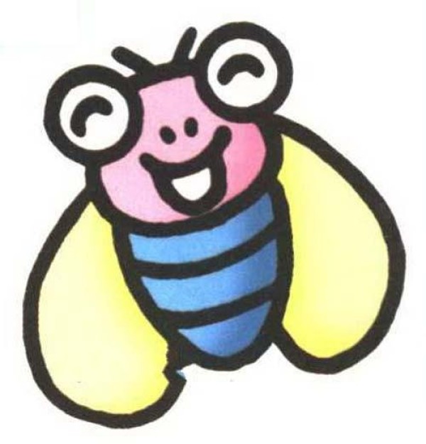 Childrens simple drawing pictures of cute and colorful flies