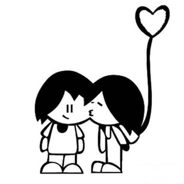 Cute Chinese Valentines Day cartoon characters simple drawing pictures