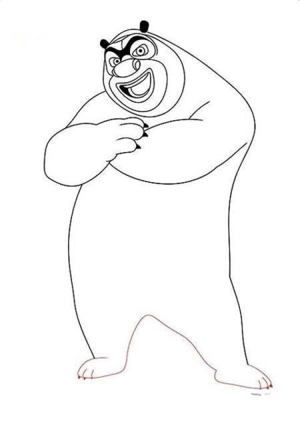 Childrens hand-drawn line drawing of bear two simple pictures