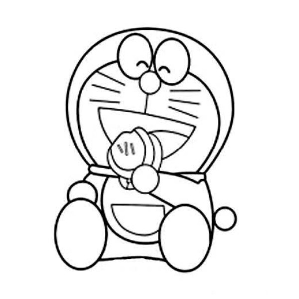 Simple drawing of Doraemon eating Dorayaki