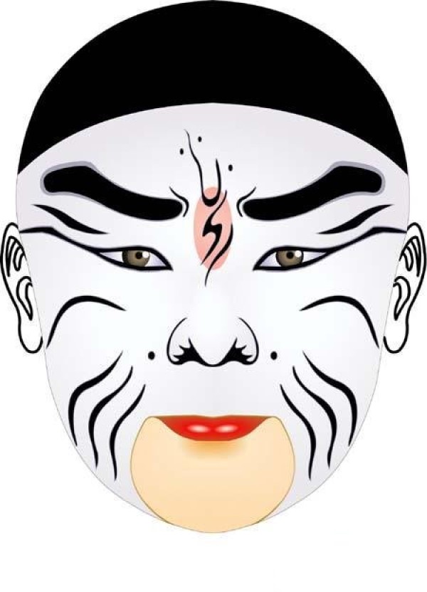 Colorful Peking Opera villain facial makeup simple drawing