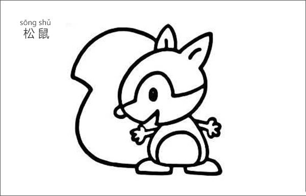 Cartoon little squirrel simple strokes