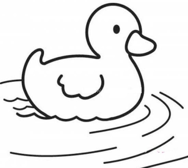 Simple drawing of duck swimming in water