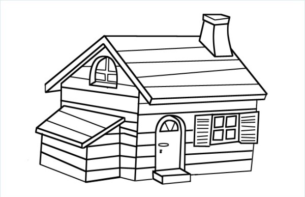 Simple drawing picture of small house with chimney