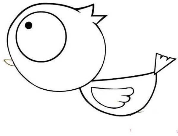 Childrens simple drawing of bird