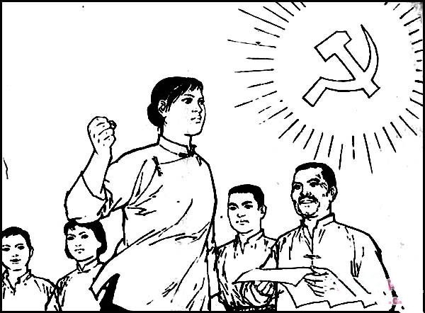 Simple drawing pictures on July 1st Party Founding Day: swearing an oath to the party