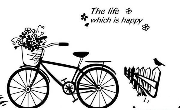 Beautiful cartoon bicycle simple drawing picture material