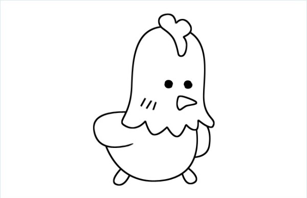 Cartoon little rooster simple drawing picture