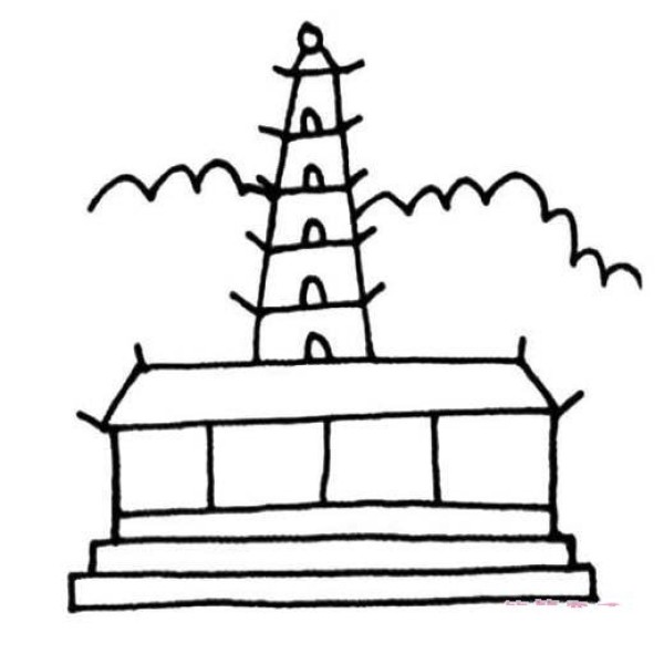 Simple drawing pictures of towers in temples