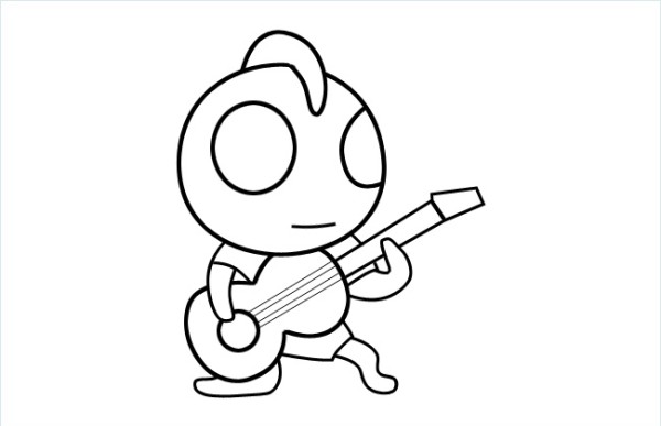 Simple picture of Ultraman playing guitar