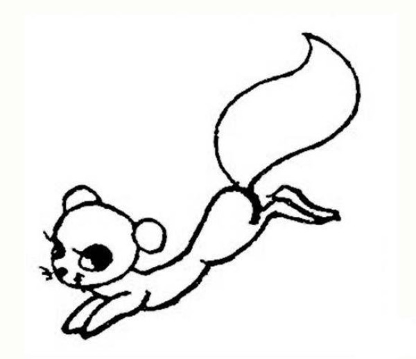 Toddlers simple drawing of jumping squirrel