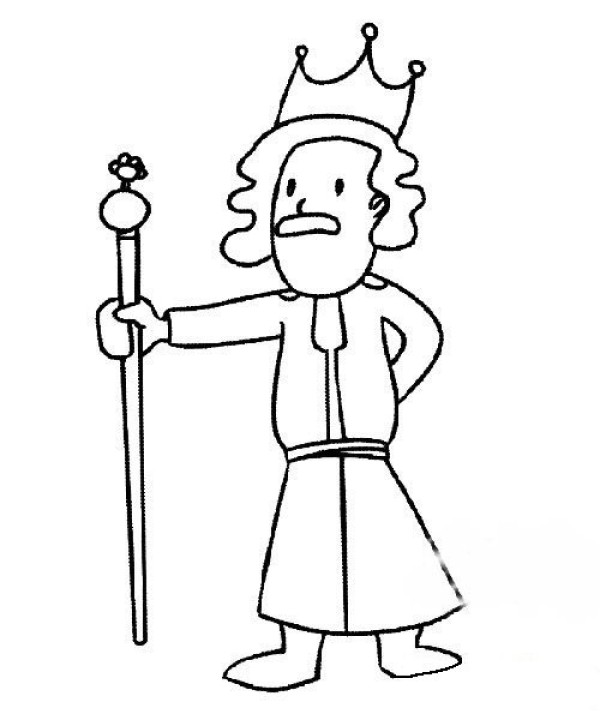 Simple drawing of king holding scepter