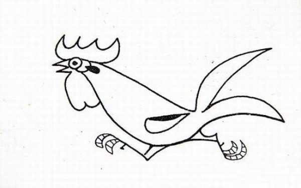 Simple drawing of running chicken