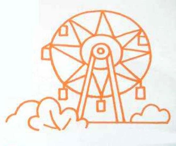 Childrens simple drawing of Ferris wheel