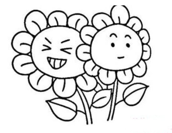 Kindergarten cartoon sunflower simple drawing picture collection